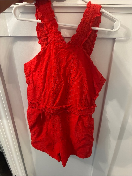 Janie and Jack Other - Janie and Jack Red Eyelet Romper with Ruffle Straps